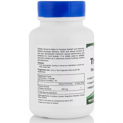 Healthvit Tribulus Powder 250mg 60 Capsules - Pack of 2