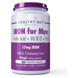 HealthyHey Iron Supplement for Men -100% Chelated 17 mg Capsule