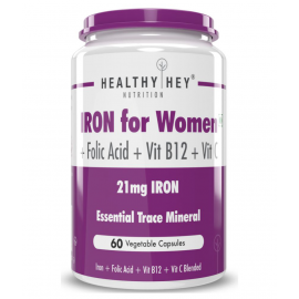 HealthyHey Iron Supplement for Women -100% Chelated 21 mg Capsule