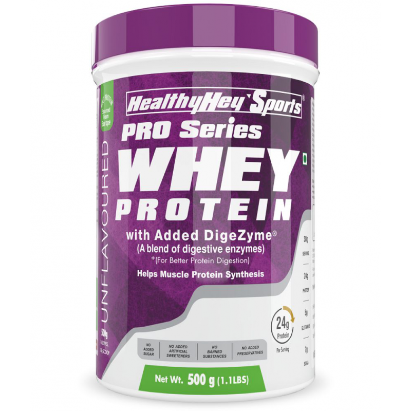 HealthyHey Sports Whey Protein Concentrate Unflavoured Synthesis 500 gm