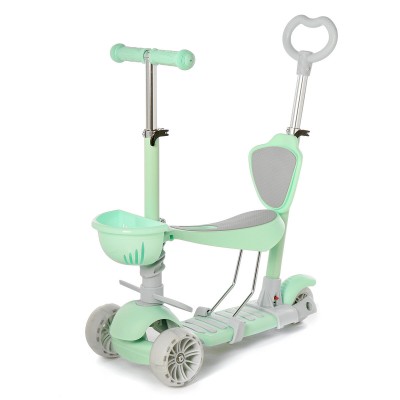 Height Adjustable 3-Wheel Kids Kick Scooter Kickboard With Seat For Ages 3~6 Child Ride On Toy Toddler Baby Walker