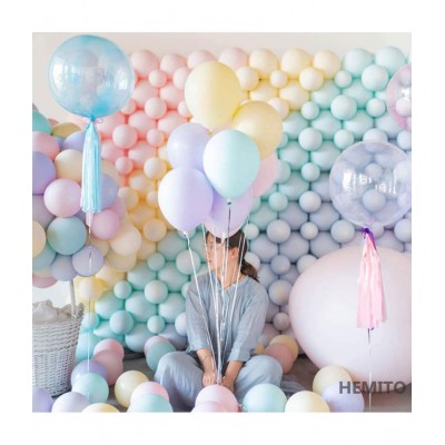 Hemito 12 Inch Premium Rainbow Pastel Latex Balloons for Birthday, Wedding, Engagement , Anniversary(Pack of 50)