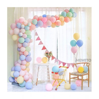 Hemito 12 Inch Premium Rainbow Pastel Latex Balloons for Birthday, Wedding, Engagement , Anniversary(Pack of 50)