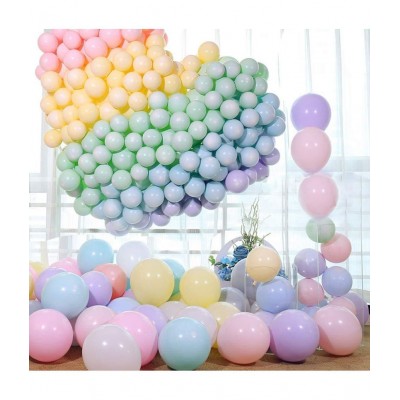 Hemito 12 Inch Premium Rainbow Pastel Latex Balloons for Birthday, Wedding, Engagement , Anniversary(Pack of 50)