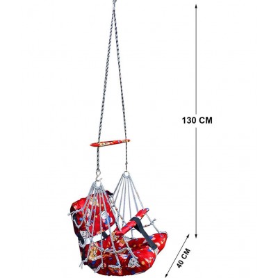 Hemito Multicolor Red Comfortable Cotton Baby Swing for Kids/Babies up to 15KG with safety belt
