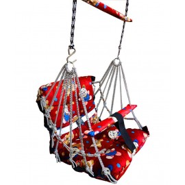 Hemito Multicolor Red Comfortable Cotton Baby Swing for Kids/Babies up to 15KG with safety belt