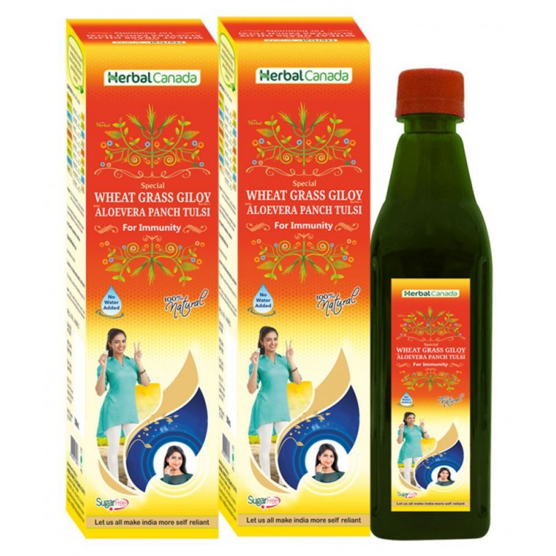 Herbal Canada Wheat Grass Giloy Ras Liquid 500 ml Pack Of 2