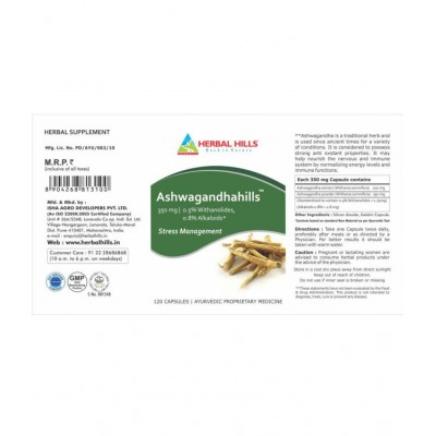Herbal Hills Ashwagandhahills 120 Capsule 240 mg