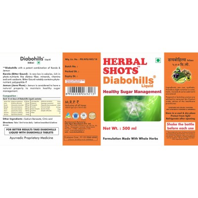 Herbal Hills Diabohills Herbal Shots Liquid 500 ml Pack Of 2