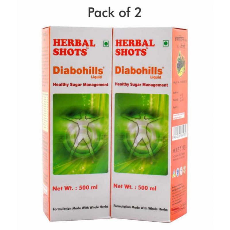 Herbal Hills Diabohills Herbal Shots Liquid 500 ml Pack Of 2