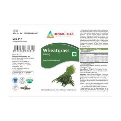 Herbal Hills Wheatgrass Super Saver Pack Tablet 500 no.s Pack Of 1
