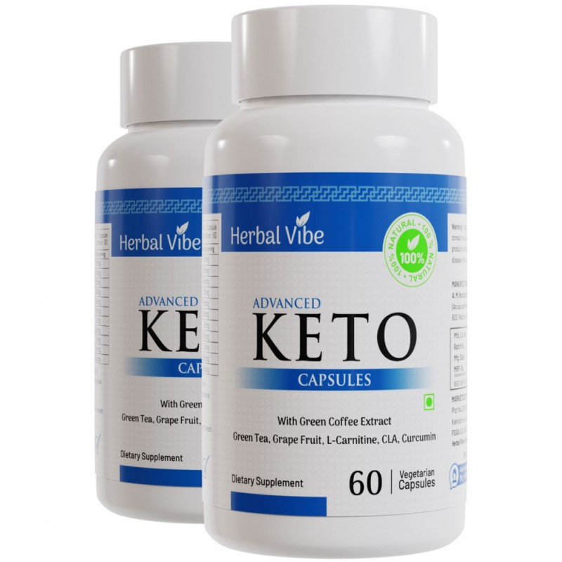 Herbal Vibe Keto Weight Loss Capsule Fat Burner Tablet 120 no.s Natural Pack of 2