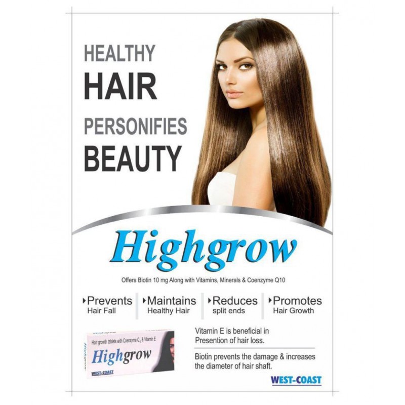 Highgrow Hair Supplement (Biotin, CoQ-10 & Vitamin E) 10 tablets
