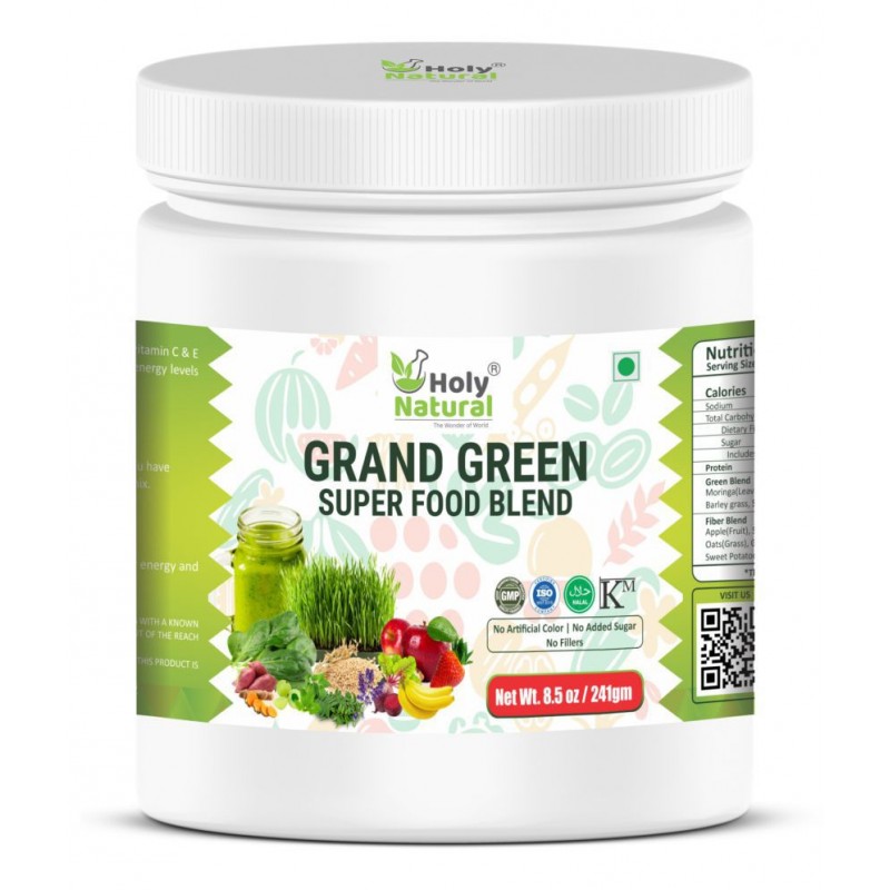 Holy Natural Grand Green Super Food Blend Energy Drink for All 241 gm