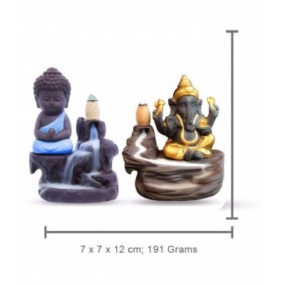 Home Artists Blue And Gold Resin Smoke Backflow Showpiece Combo for Home Decoration, Gifting and Return Gift with Free 20 Smoke Backflow Scented Cones- Pack of 2 (Buddha & Ganesha) Home Artists Blue And Gold Resin Smoke Backflow Showpiece Combo for Home Decoration, Gifting and Return Gift with Free 20 Smoke Backflow Scented Cones- Pack of 2 (Buddha & Ganesha)