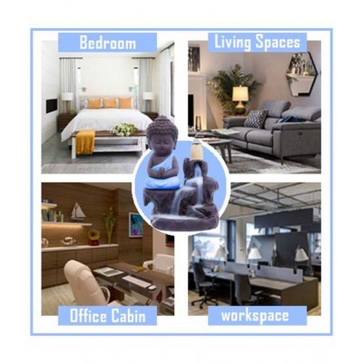 Home Artists Blue Polyresin Monk Buddha Smoke Backflow - Pack of 1