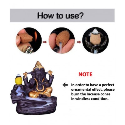 Home Artists Multicolour Polyresin Lord Ganesha Smoke Backflow - Pack of 1