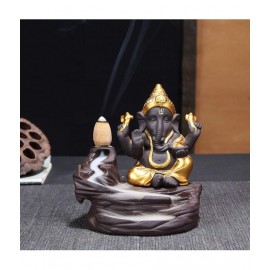 Home Artists Multicolour Polyresin Lord Ganesha Smoke Backflow - Pack of 1