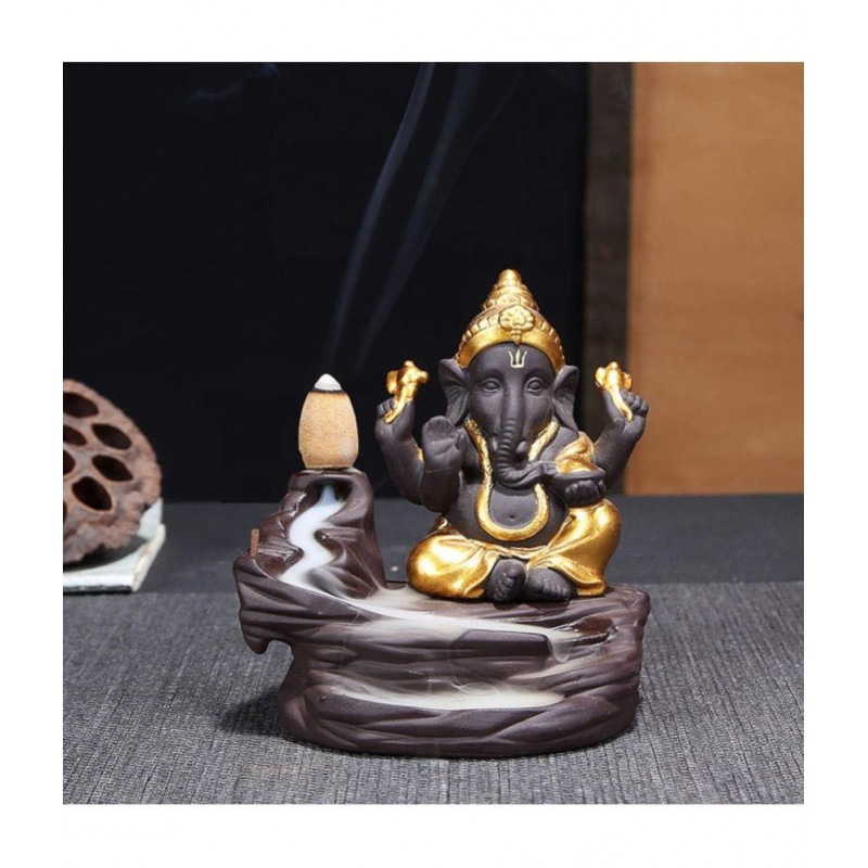 Home Artists Multicolour Polyresin Lord Ganesha Smoke Backflow - Pack of 1