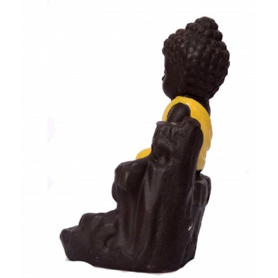 Home Artists Multicolour Polyresin Monk Buddha Smoke Backflow - Pack of 1