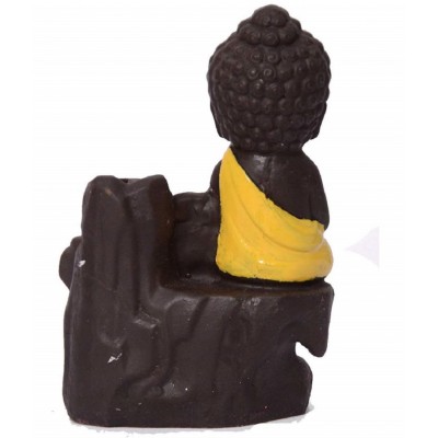 Home Artists Multicolour Polyresin Monk Buddha Smoke Backflow - Pack of 1