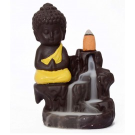 Home Artists Multicolour Polyresin Monk Buddha Smoke Backflow - Pack of 1