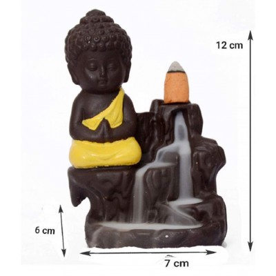 Home Artists Multicolour Polyresin Monk Buddha Smoke Backflow - Pack of 3