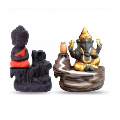 Home Artists Multicolour Polyresin Smoke Backflow - Pack of 2