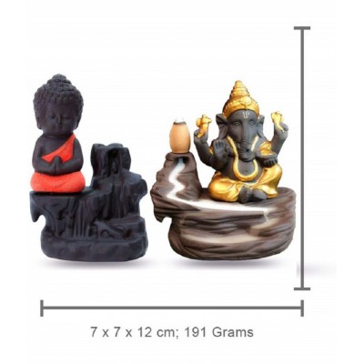 Home Artists Multicolour Polyresin Smoke Backflow - Pack of 2