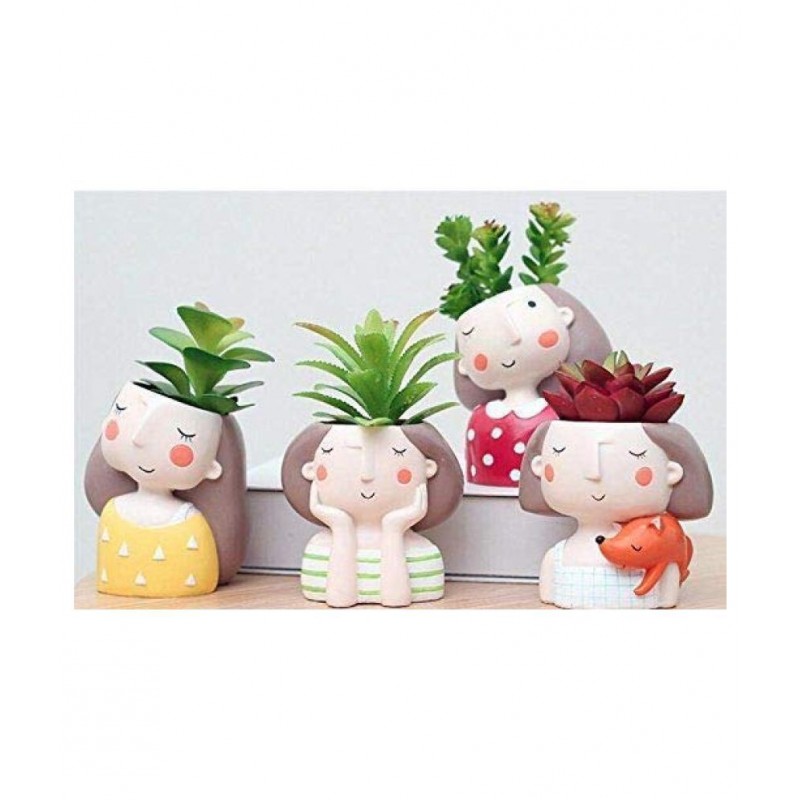 Home Artists Multicolour Resin Decorative Pots - Pack of 4