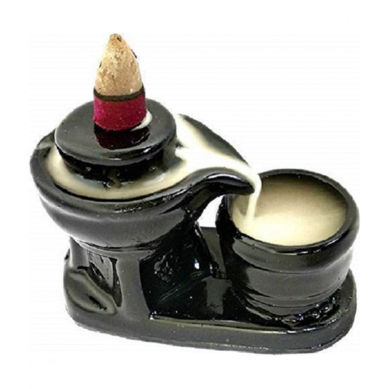 Home Artists Shivlig Smoke Backflow Cone Incense Holder with 10 Scented Burner Home Decor Idol, Polyresin