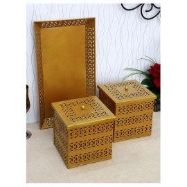 Home Sparkle Gold Iron Decorative Box - Pack of 1