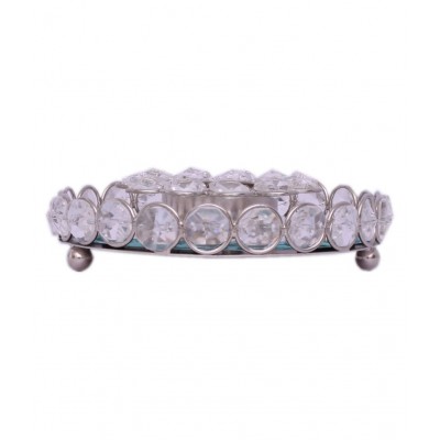 Home Sparkle Silver Table Top and Hanging Crystal Tea Light Holder - Pack of 1