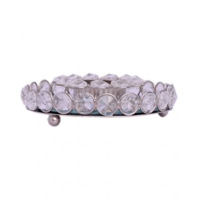 Home Sparkle Silver Table Top and Hanging Crystal Tea Light Holder - Pack of 1