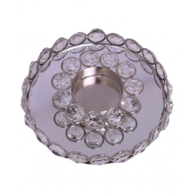 Home Sparkle Silver Table Top and Hanging Crystal Tea Light Holder - Pack of 1