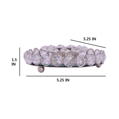 Home Sparkle Silver Table Top and Hanging Crystal Tea Light Holder - Pack of 1