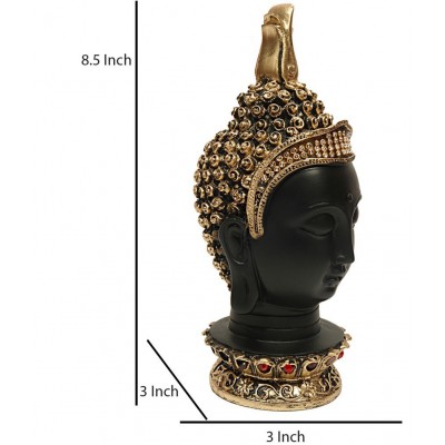 Hometales Black Resin Buddha Face Showpiece Figurines - (8.5 Inch)