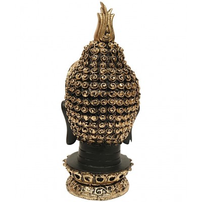 Hometales Black Resin Buddha Face Showpiece Figurines - (8.5 Inch)