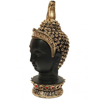 Hometales Black Resin Buddha Face Showpiece Figurines - (8.5 Inch)