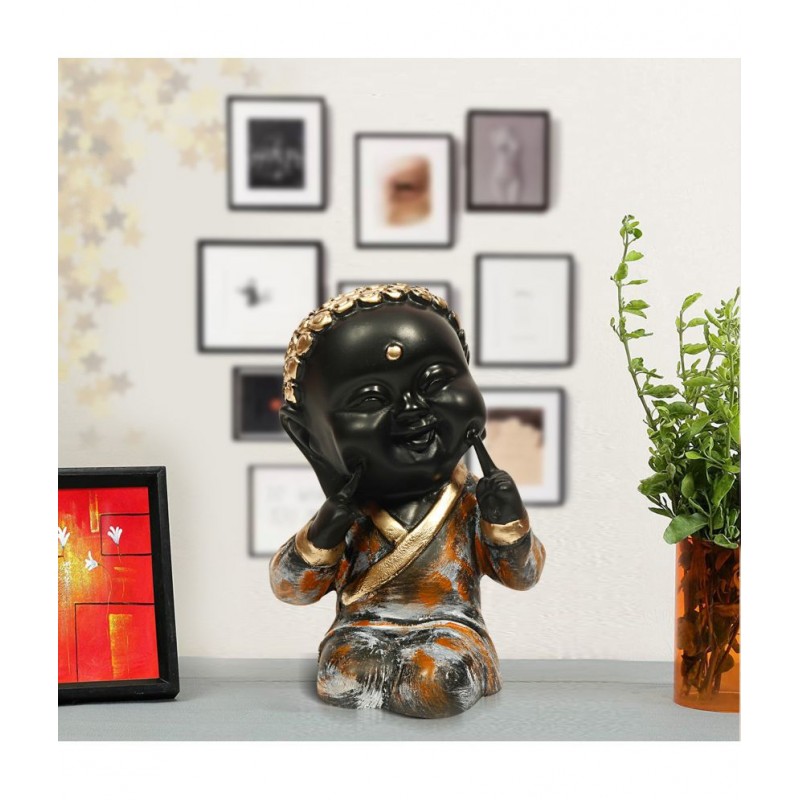 Hometales Black Resin Selfie Child Dimple Cheek Statue Showpiece Figurines - (7 Inch) Hometales Black Resin Selfie Child Dimple Cheek Statue Showpiece Figurines - (7 Inch)