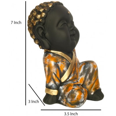 Hometales Black Resin Selfie Child Victory Pose Statue Showpiece Figurines - Pack of 1 (7 Inch)