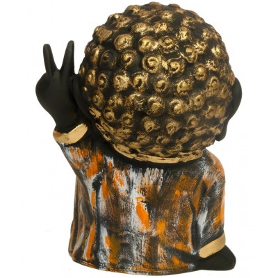 Hometales Black Resin Selfie Child Victory Pose Statue Showpiece Figurines - Pack of 1 (7 Inch)