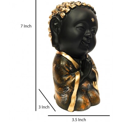 Hometales Black Resin Smiley Child Statue Showpiece Figurines - (7 Inch)
