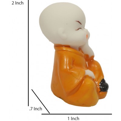 Hometales Multicolour Marble Monk Buddha Showpiece Figurines - Pack of 4 (2 Inch)