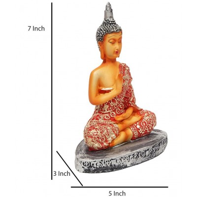 Hometales Multicolour Resin Samadhi Buddha Showpiece Figurines - (7 Inch)
