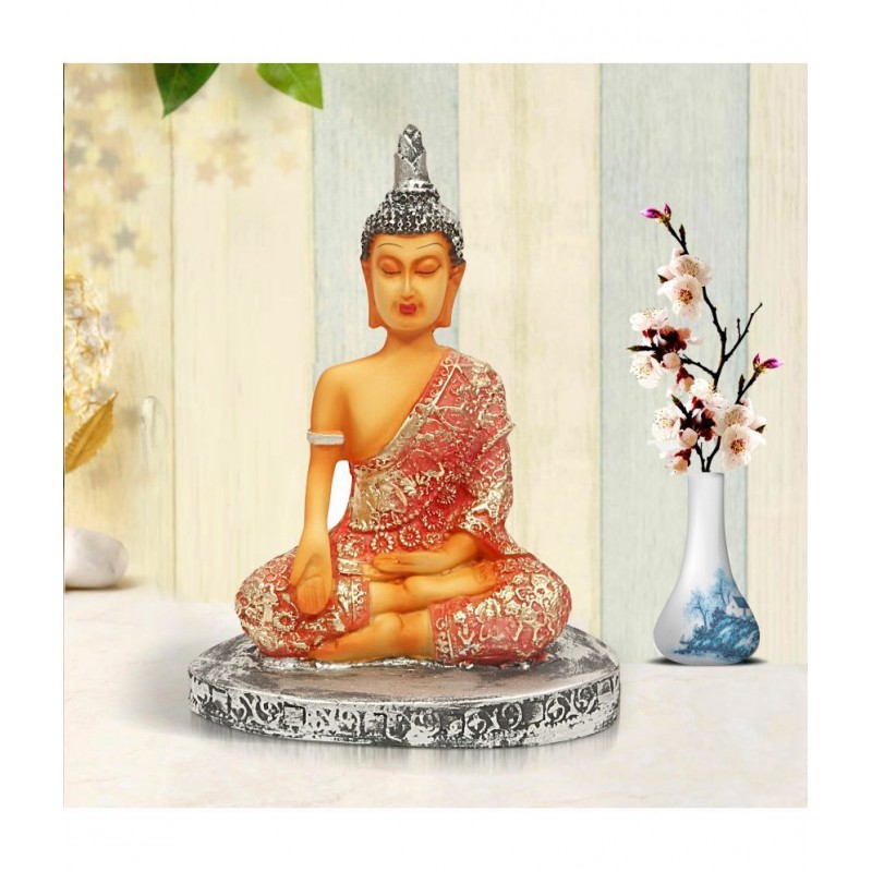 Hometales Multicolour Resin Samadhi Buddha Showpiece Figurines - (7 Inch)