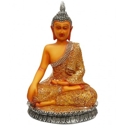 Hometales Multicolour Resin Samadhi Buddha Showpiece/Figurines - 11 Inch