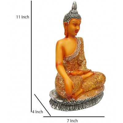 Hometales Multicolour Resin Samadhi Buddha Showpiece/Figurines - 11 Inch