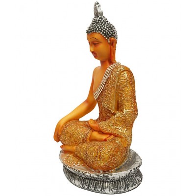 Hometales Multicolour Resin Samadhi Buddha Showpiece/Figurines - 11 Inch