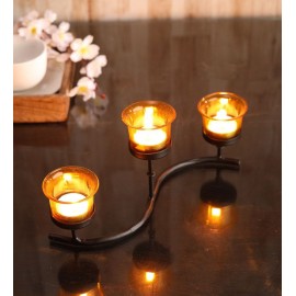 Hosley Black Table Top Iron Tea Light Holder - Pack of 1